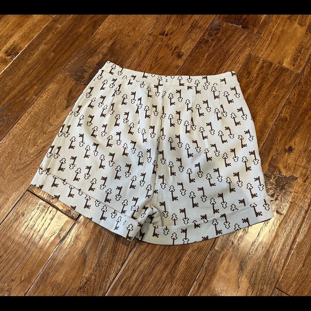 Vintage Key Print Shorts, XS